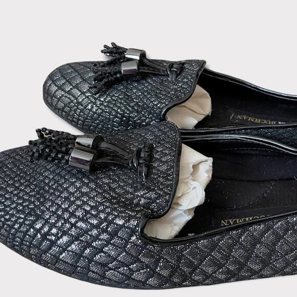 Dana Buchman Sequin/Silver Black Tassel Slip On Flats Shoes Size 5.5 - Picture 6 of 12